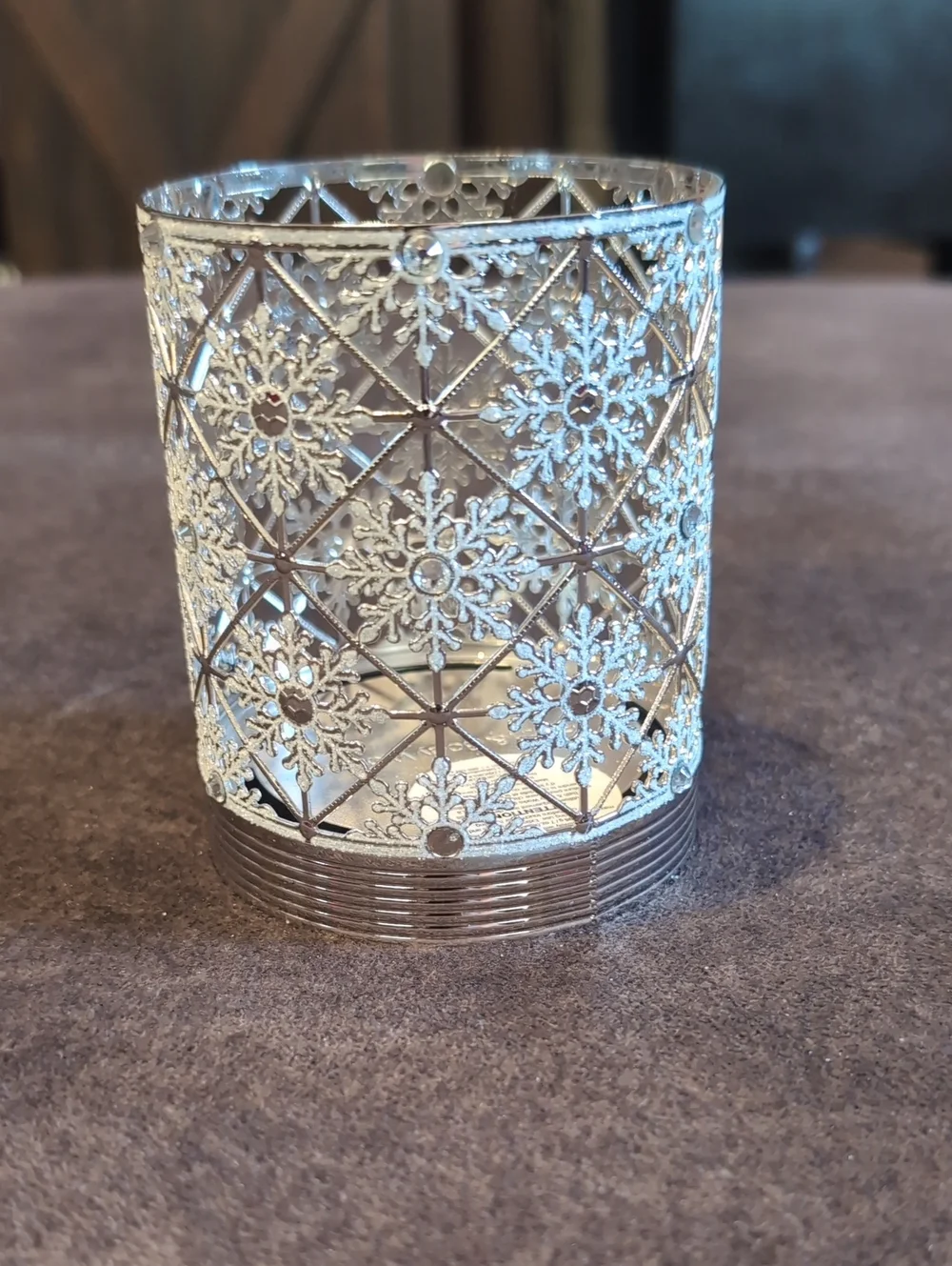 Silver Snowflake Candle Holder